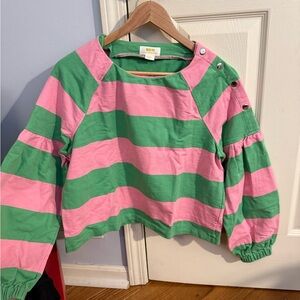 Anthropologie Green and Pink Striped Blouse